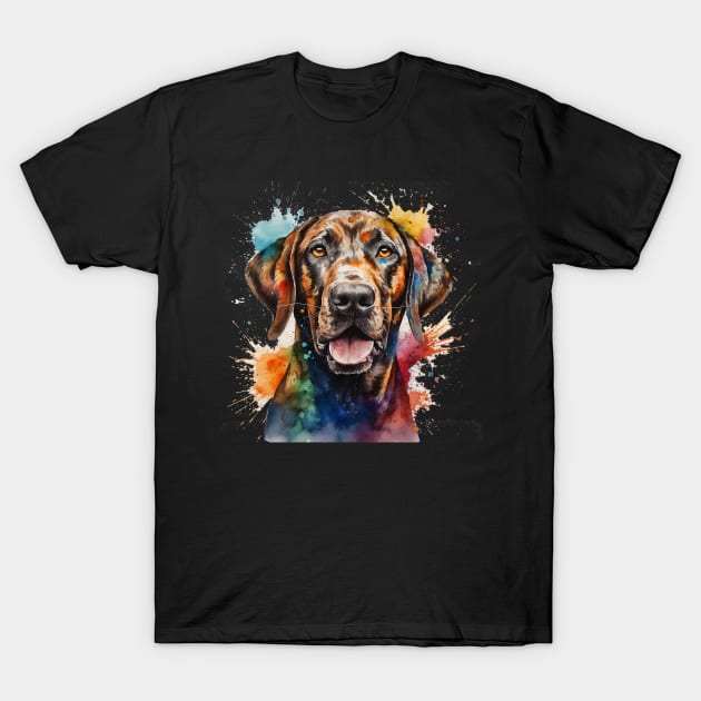 Plott Hound Bright Watercolor Painting T-Shirt by nonbeenarydesigns